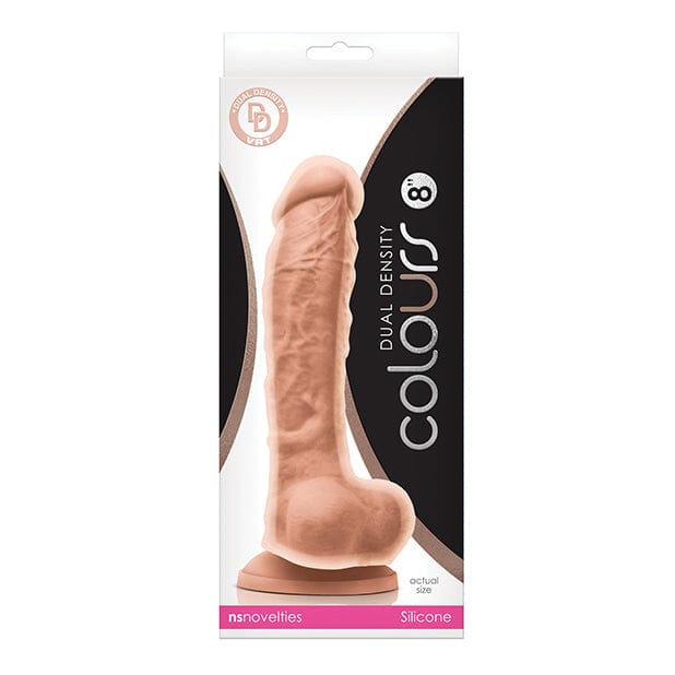 NS Novelties - Colours Dual Density Silicone Realistic Dildo with Balls 8&quot; (Beige) Realistic Dildo with suction cup (Non Vibration) 657447101656 CherryAffairs