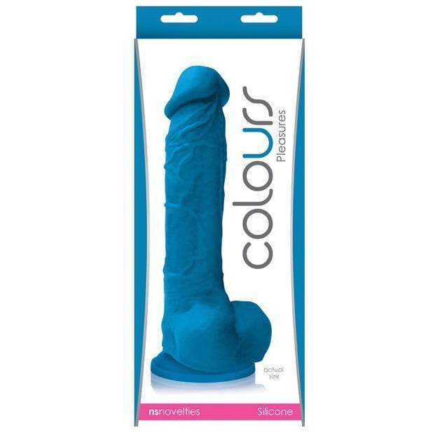 NS Novelties - Colours Pleasures Dildo w/Suction Cup 8" (Blue) Non Realistic Dildo with suction cup (Non Vibration)