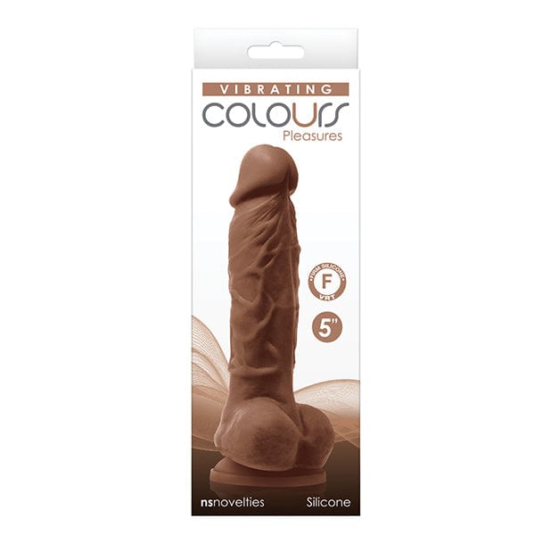NS Novelties - Colours Pleasures Silicone Vibrating Dildo with Balls 5&quot; (Brown) Realistic Dildo with suction cup (Vibration) Rechargeable 657447104220 CherryAffairs