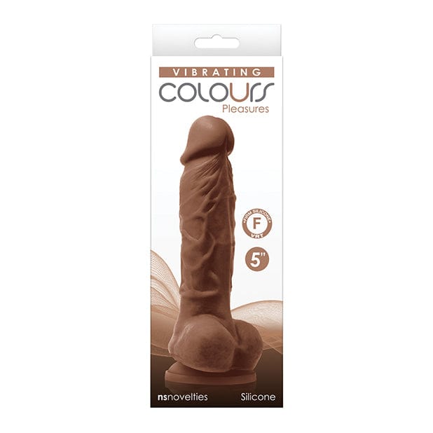 NS Novelties - Colours Pleasures Silicone Vibrating Dildo with Balls 5" (Brown) Realistic Dildo with suction cup (Vibration) Rechargeable 657447104220 CherryAffairs