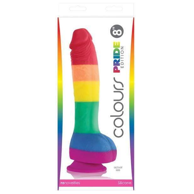 NS Novelties - Colours Pride Edition Silicone Dildo with Suction Cup 8" (Multi Colour) Realistic Dildo with suction cup (Non Vibration) 657447097188 CherryAffairs