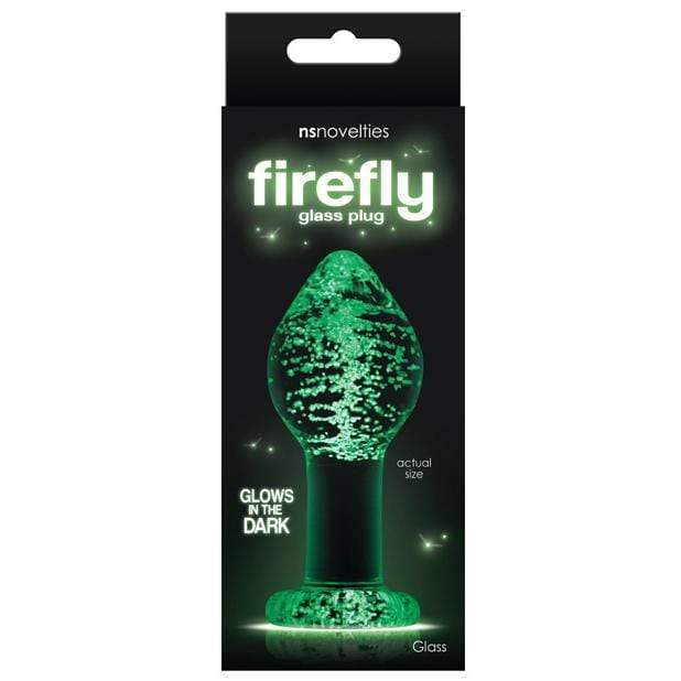 NS Novelties - Firefly Glowing Clear Glass Anal Plug Large (Green) Glass Anal Plug (Non Vibration)