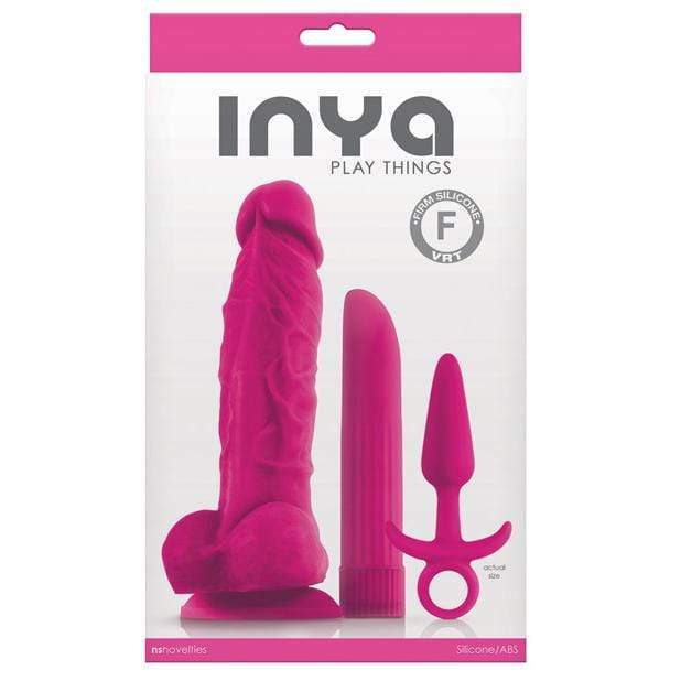 NS Novelties - INYA Silicone Play Things Set of Plug Dildo and Vibrator (Pink) Couples Set
