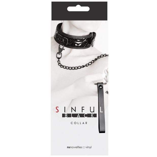NS Novelties - Sinful Collar with Leash (Black) Leash 657447092244 CherryAffairs
