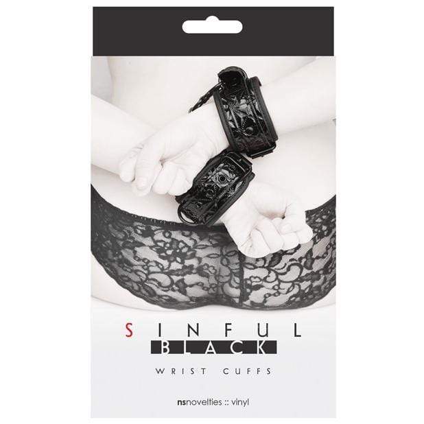NS Novelties - Sinful Wrist Cuffs (Black) Hand/Leg Cuffs 657447092251 CherryAffairs