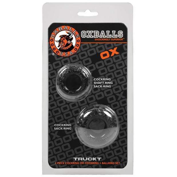 Oxballs - TruckT Cock & Ball Ring Set Pack of 2 (Black) Rubber Cock Ring (Non Vibration)