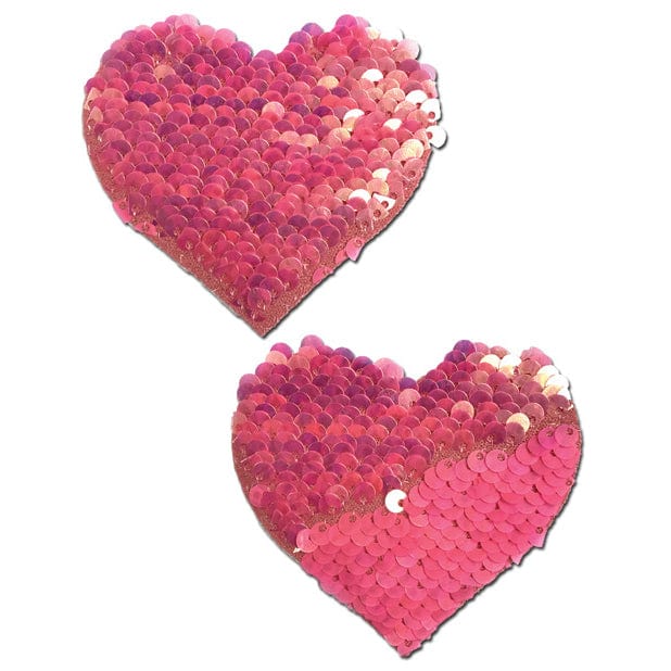 Pastease - Premium Color Changing Flip Sequins Heart Pasties Nipple Covers O/S (Pink) Nipple Covers 785123870081 CherryAffairs