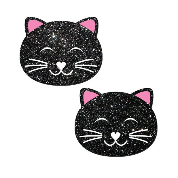 Pastease - Premium Glitter Black Cat Pasties Nipple Covers O/S (Black) Nipple Covers 013189317432 CherryAffairs