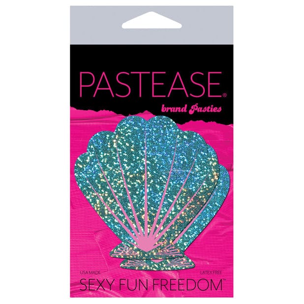 Pastease - Premium Glitter Shell Pasties Nipple Covers O/S (Seafoam Green/Pink) Nipple Covers 785123870678 CherryAffairs