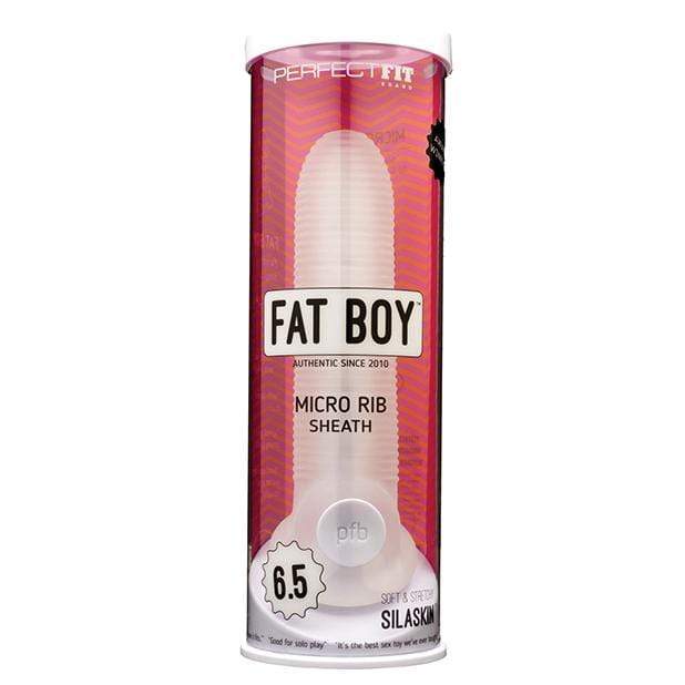 Perfect Fit - Fat Boy Micro Rib Sheath Cock Sleeve 6.5&quot; (Clear) Cock Sleeves (Non Vibration) 851127008116 CherryAffairs