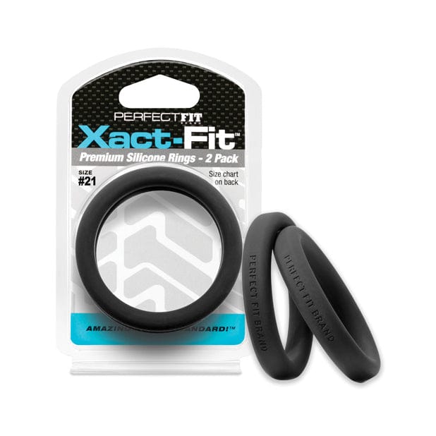 Perfect Fit - Xact Fit #21 Premium Silicone Cock Ring Pack of 2 (Black) Silicone Cock Ring (Non Vibration) 854854005663 CherryAffairs