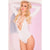 Pink Lipstick - Lace To The Top Bodysuit Costume S/M (White) Costumes 017036519130 CherryAffairs