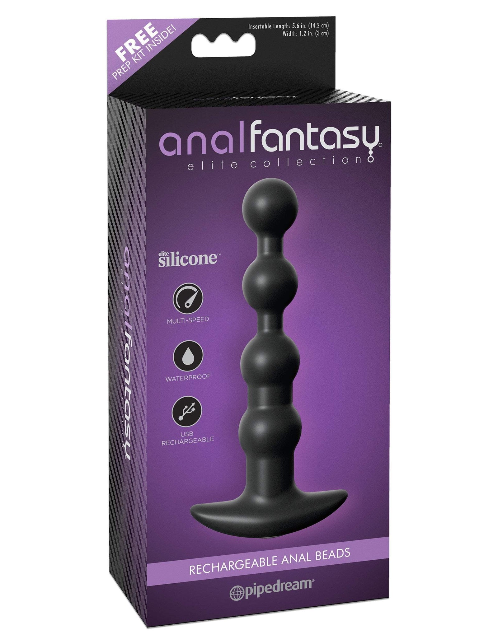 Pipedream - Anal Fantasy Elite Collection Rechargeable Anal Beads (Black) Anal Beads (Vibration) Rechargeable