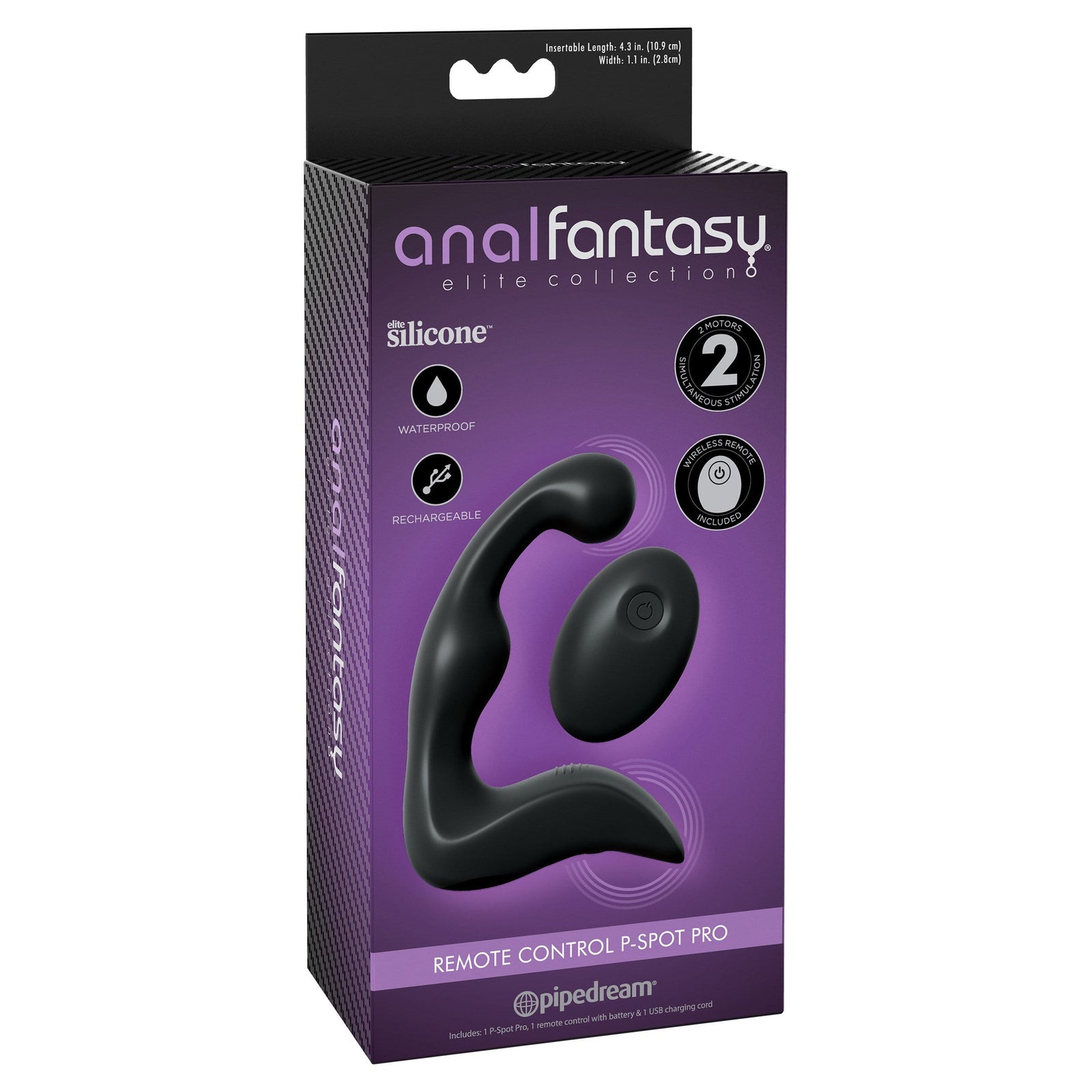 Pipedream - Anal Fantasy Elite Remote Control P Spot Pro Prostate Massager (Black) Prostate Massager (Vibration) Non-Rechargeable 324153168 CherryAffairs
