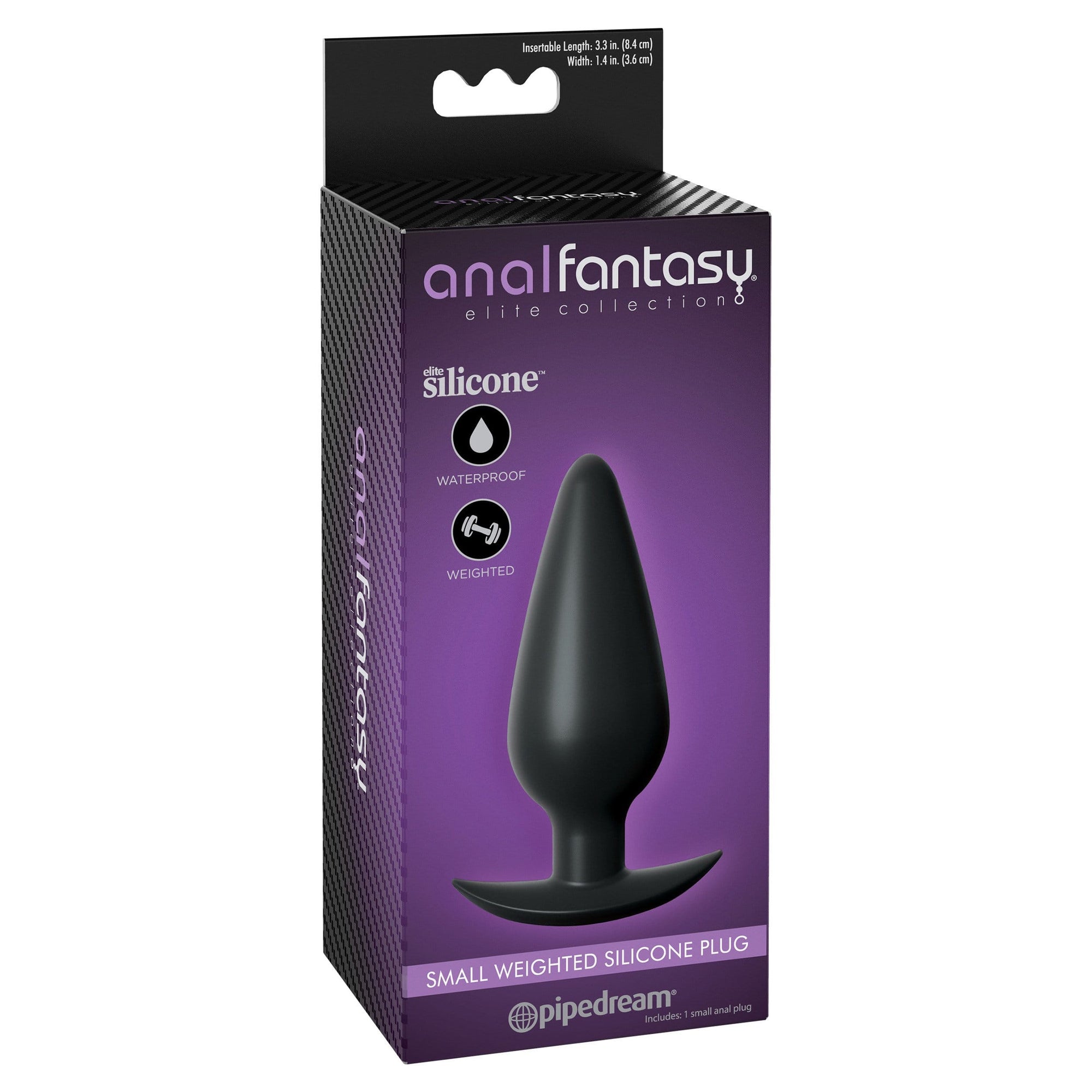 Pipedream - Anal Fantasy Elite Weighted Silicone Plug Small (Black) Anal Plug (Vibration) Rechargeable 324154094 CherryAffairs
