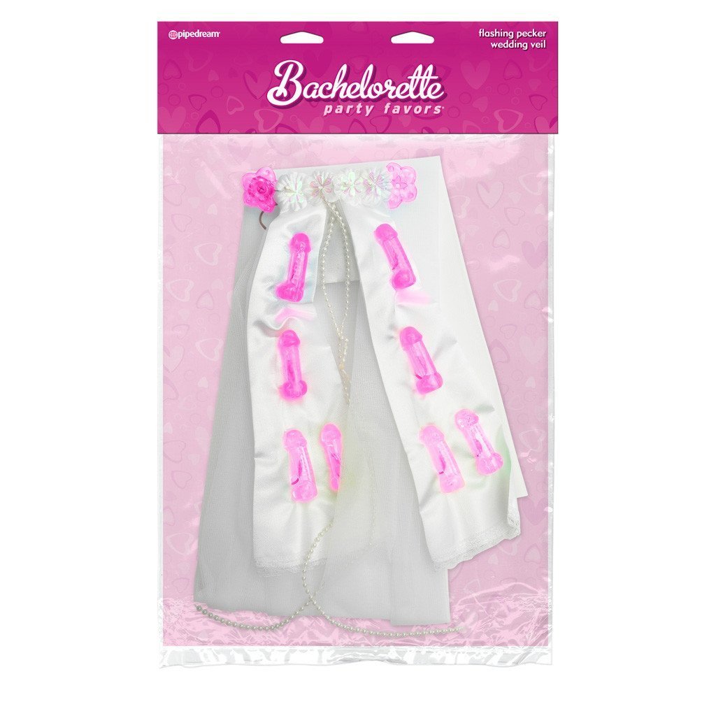 Pipedream - Bachelorette Party Favors Light-Up Pecker Party Veil (White) Bachelorette Party Novelties - CherryAffairs Singapore