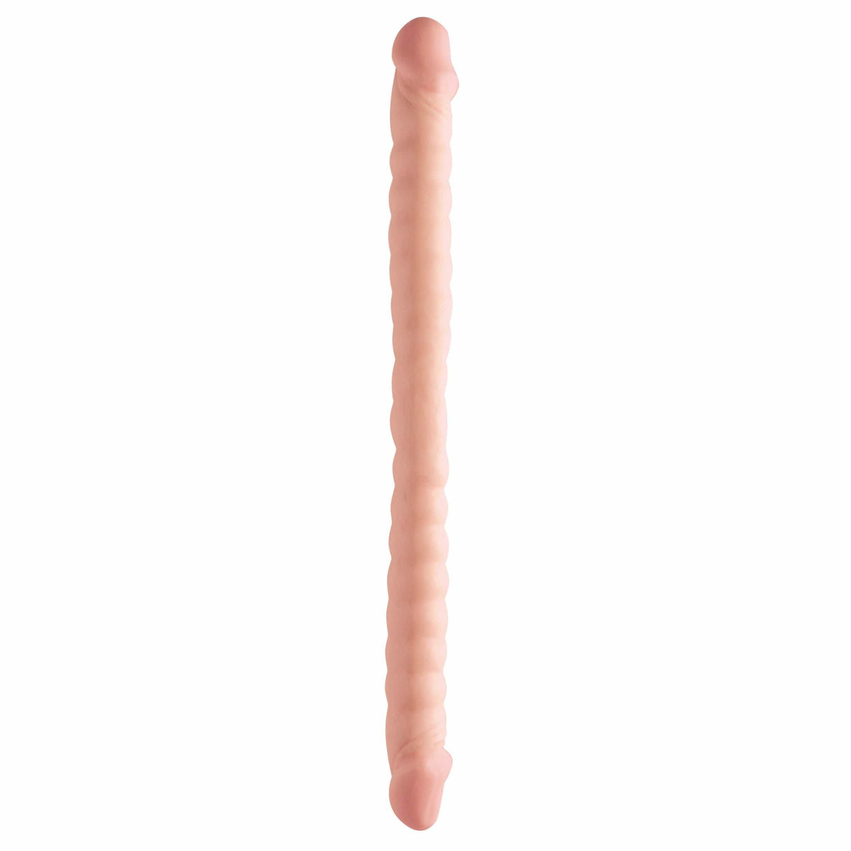 Pipedream - Basix Rubber Works Ribbed Double Dong 18&quot; (Beige) Double Dildo (Non Vibration) 319756394 CherryAffairs