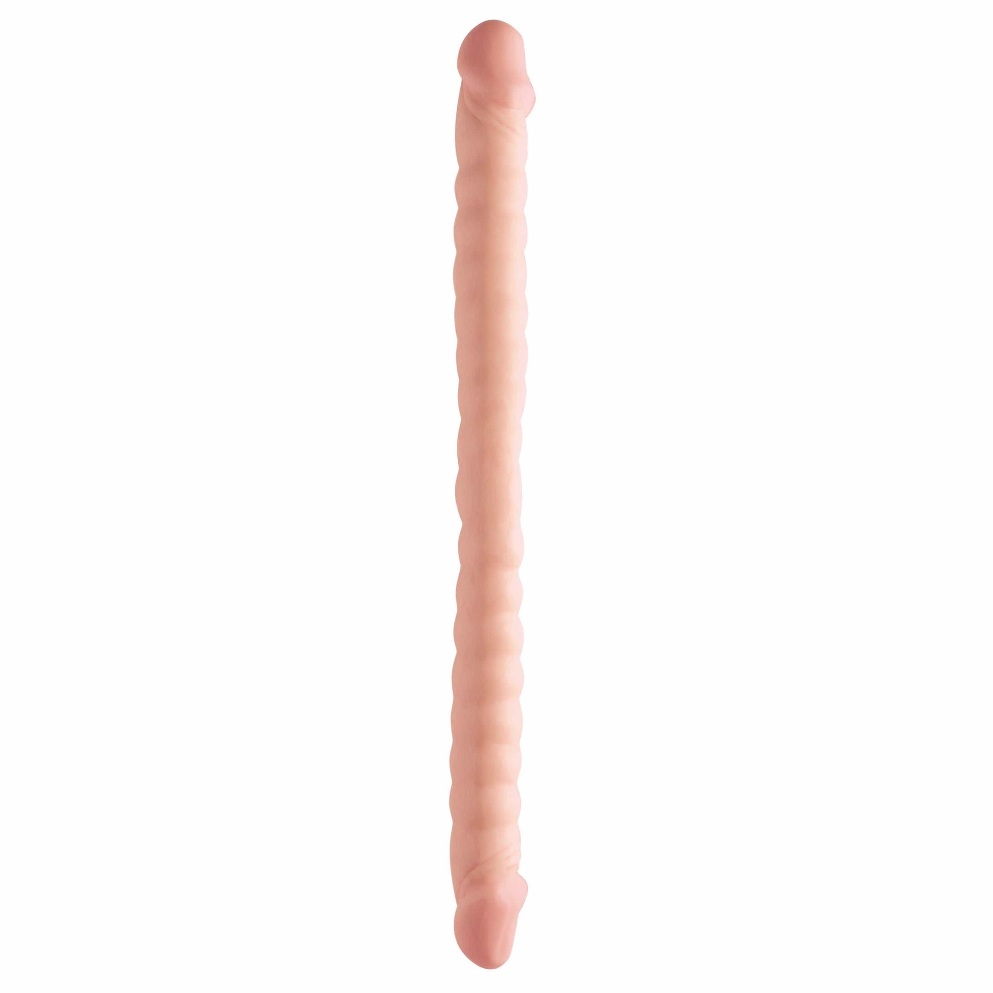 Pipedream - Basix Rubber Works Ribbed Double Dong 18" (Beige) Double Dildo (Non Vibration) 319756394 CherryAffairs