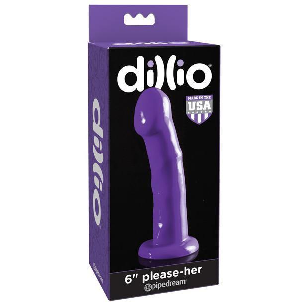 Pipedream - Dillio  6" Please Her Dildo (Purple) Non Realistic Dildo with suction cup (Non Vibration)
