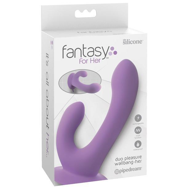 Pipedream - Fantasy For Her Duo Pleasure Wallbang Her Suction Cup Dildo (Purple) Non Realistic Dildo with suction cup (Non Vibration)