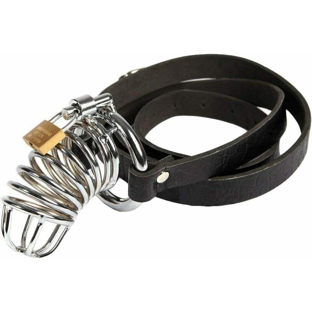 Pipedream - Fetish Fantasy Extreme Chastity Metal Cock Cage with Belt (Silver) Metal Cock Cage (Non Vibration) 603912323962 CherryAffairs