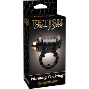 Pipedream - Fetish Fantasy Gold Vibrating Cock Ring (Black) Rubber Cock Ring (Vibration) Non Rechargeable - CherryAffairs Singapore