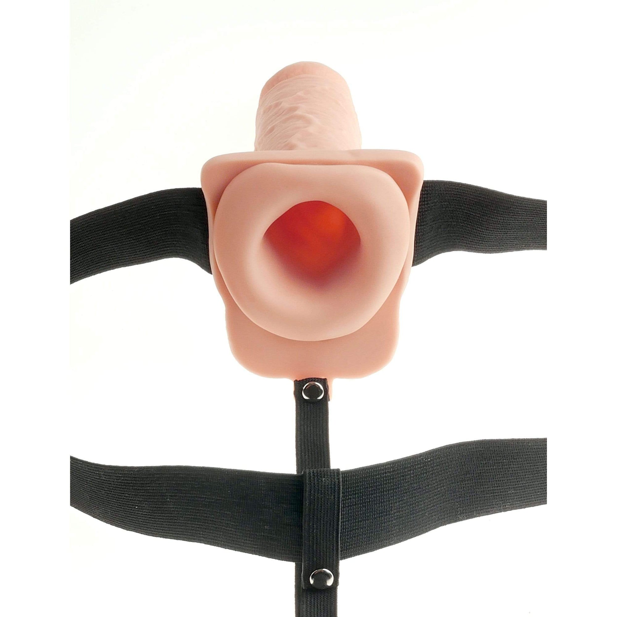 Pipedream - Fetish Fantasy Hollow Rechargeable Strap On with Balls 7" (Beige) Strap On with Hollow Dildo for Male (Vibration) Non Rechargeable 603912756524 CherryAffairs