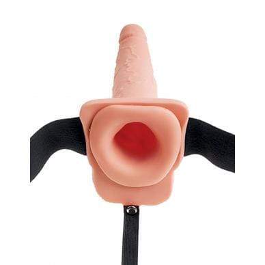 Pipedream - Fetish Fantasy Hollow Squirting Strap On with Balls 7.5" (Beige) Strap On with Hollow Dildo for Male (Non Vibration) 603912759266 CherryAffairs