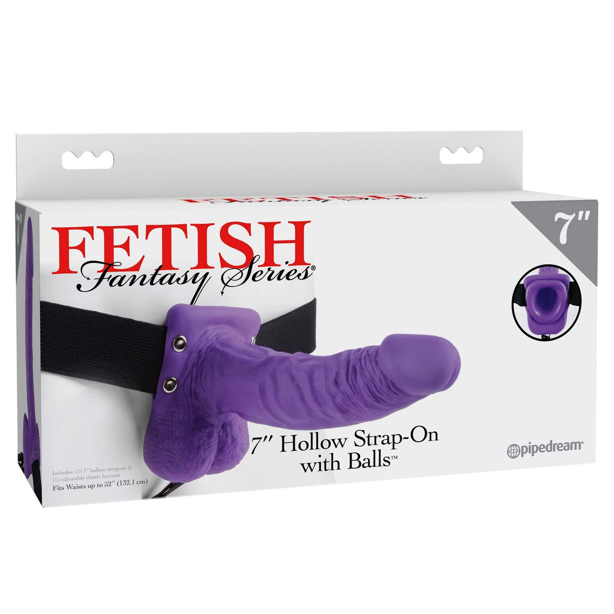 Pipedream - Fetish Fantasy Series Hollow Strap On with Balls 7&quot; (Purple) Strap On with Hollow Dildo for Male (Non Vibration) 319757712 CherryAffairs
