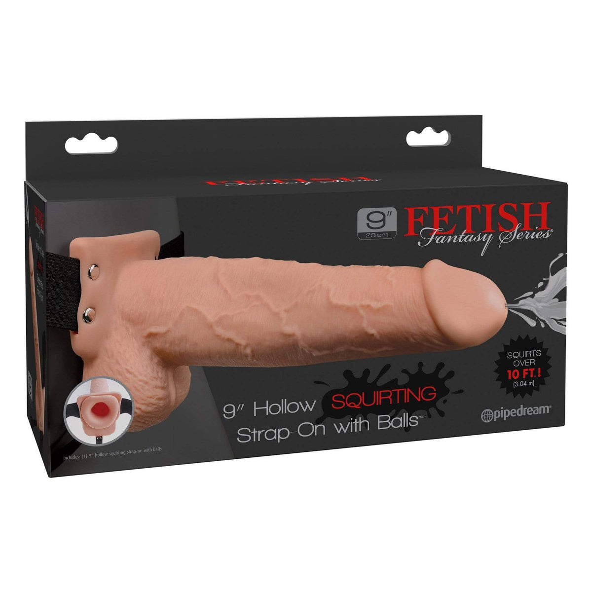 Pipedream - Fetish Fantasy Series Squirting Hollow Strap On 9&quot; (Beige) Strap On with Hollow Dildo for Male (Non Vibration) 324160434 CherryAffairs
