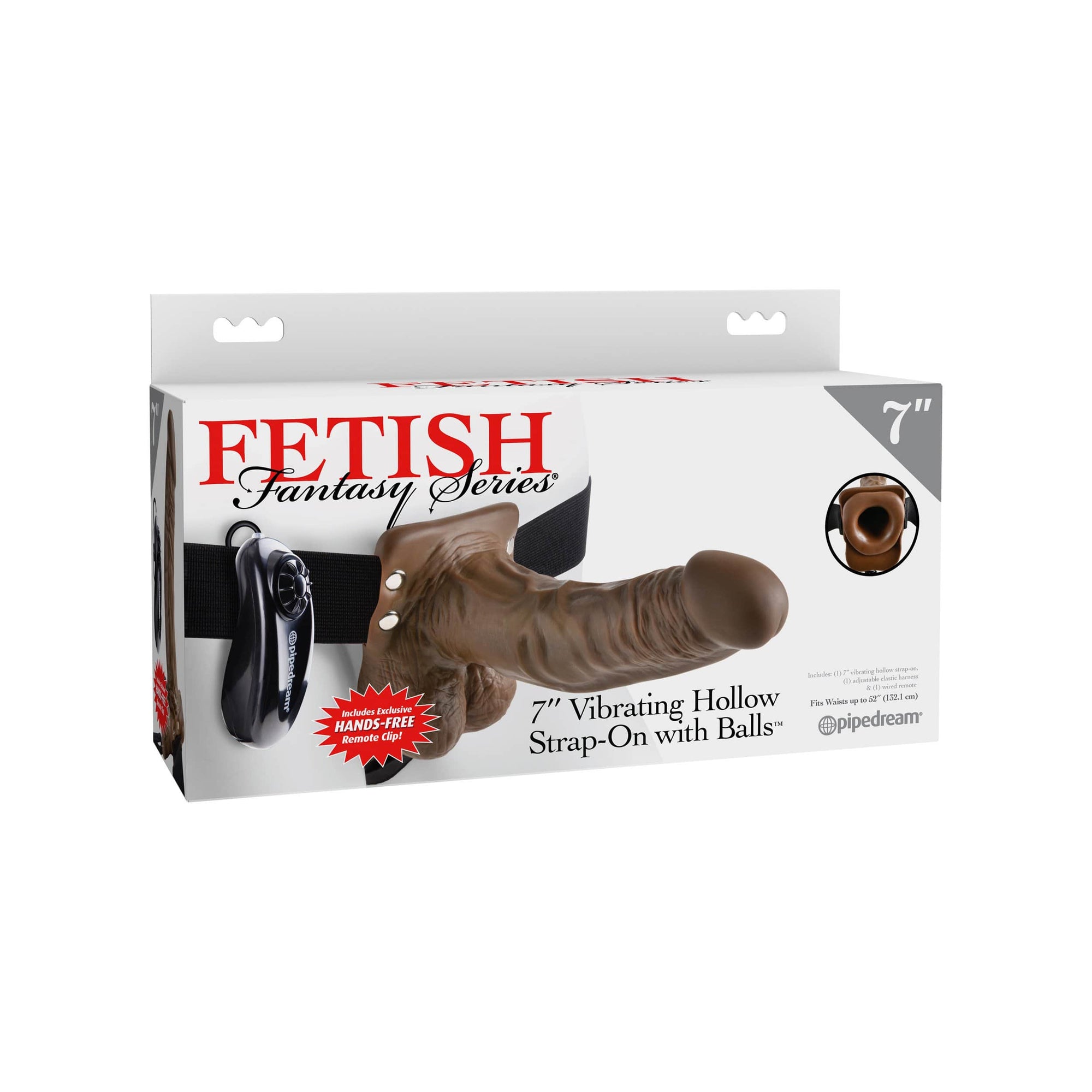 Pipedream - Fetish Fantasy Series Vibrating Hollow Strap-On with Balls 7" (Brown) Strap On with Hollow Dildo for Male (Vibration) Non Rechargeable 324171269 CherryAffairs