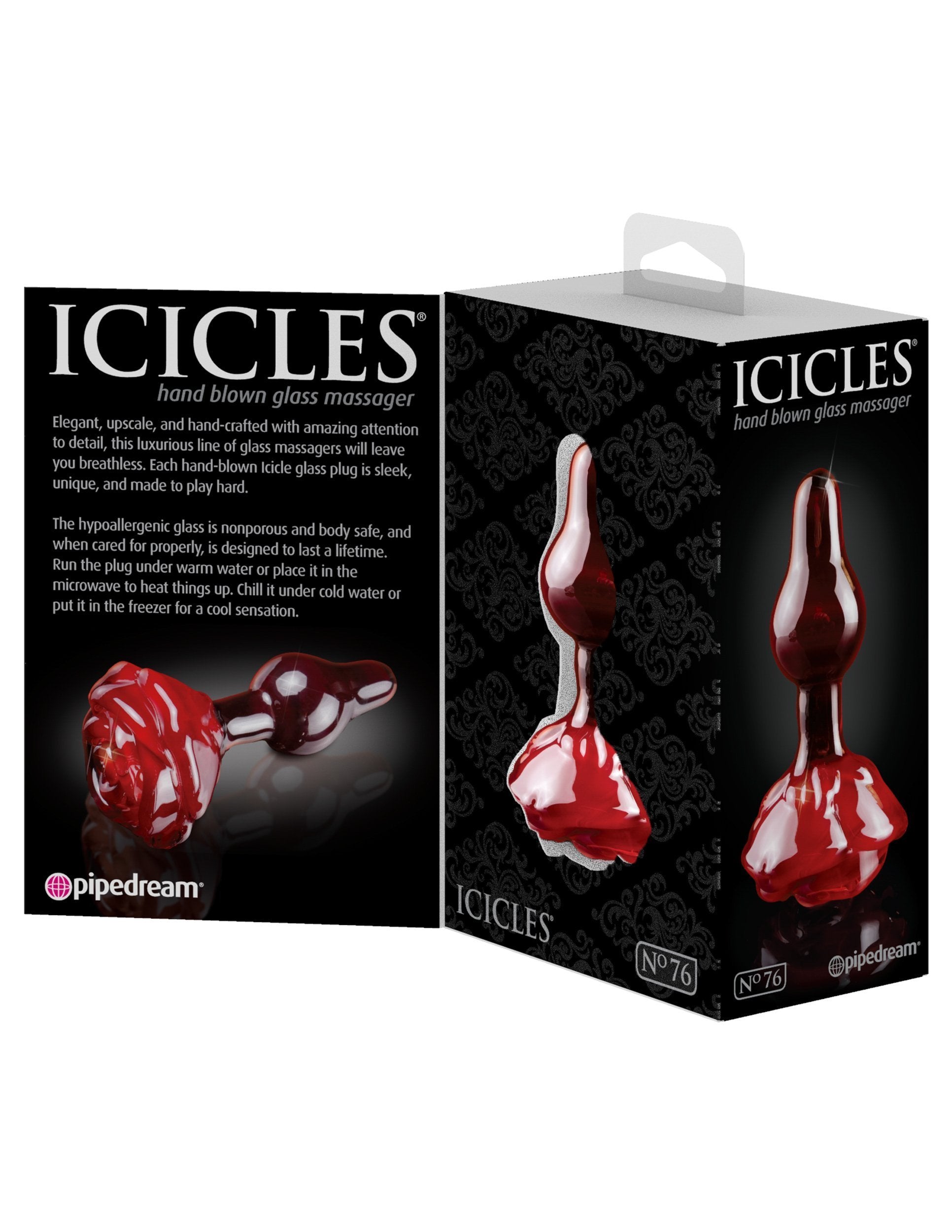 Pipedream - Icicles No 76 Hand Blown Massager (Red) Glass Anal Plug (Non Vibration) Singapore