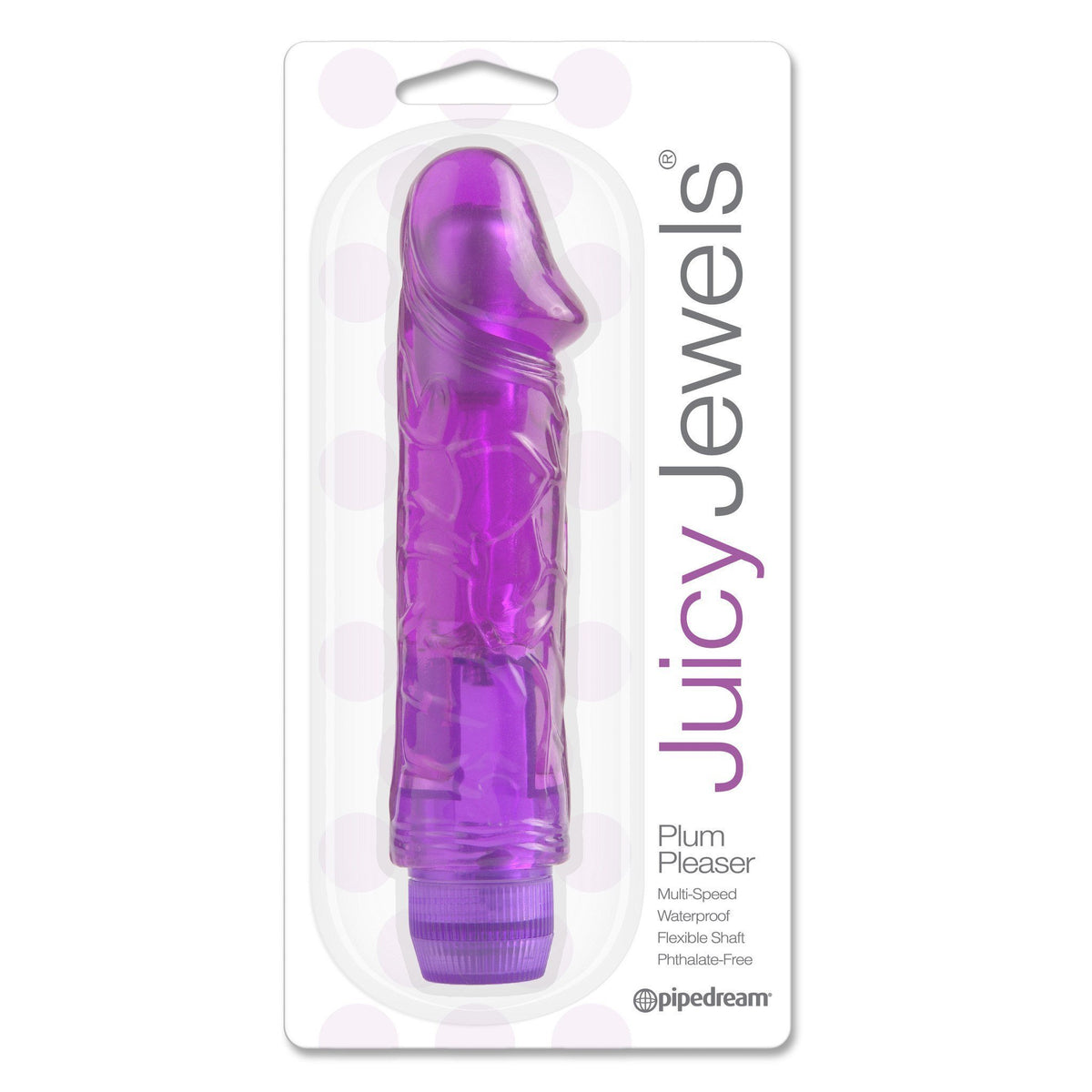 Pipedream - Juicy Jewels Plum Pleaser (Purple) Non Realistic Dildo w/o suction cup (Vibration) Non Rechargeable - CherryAffairs Singapore