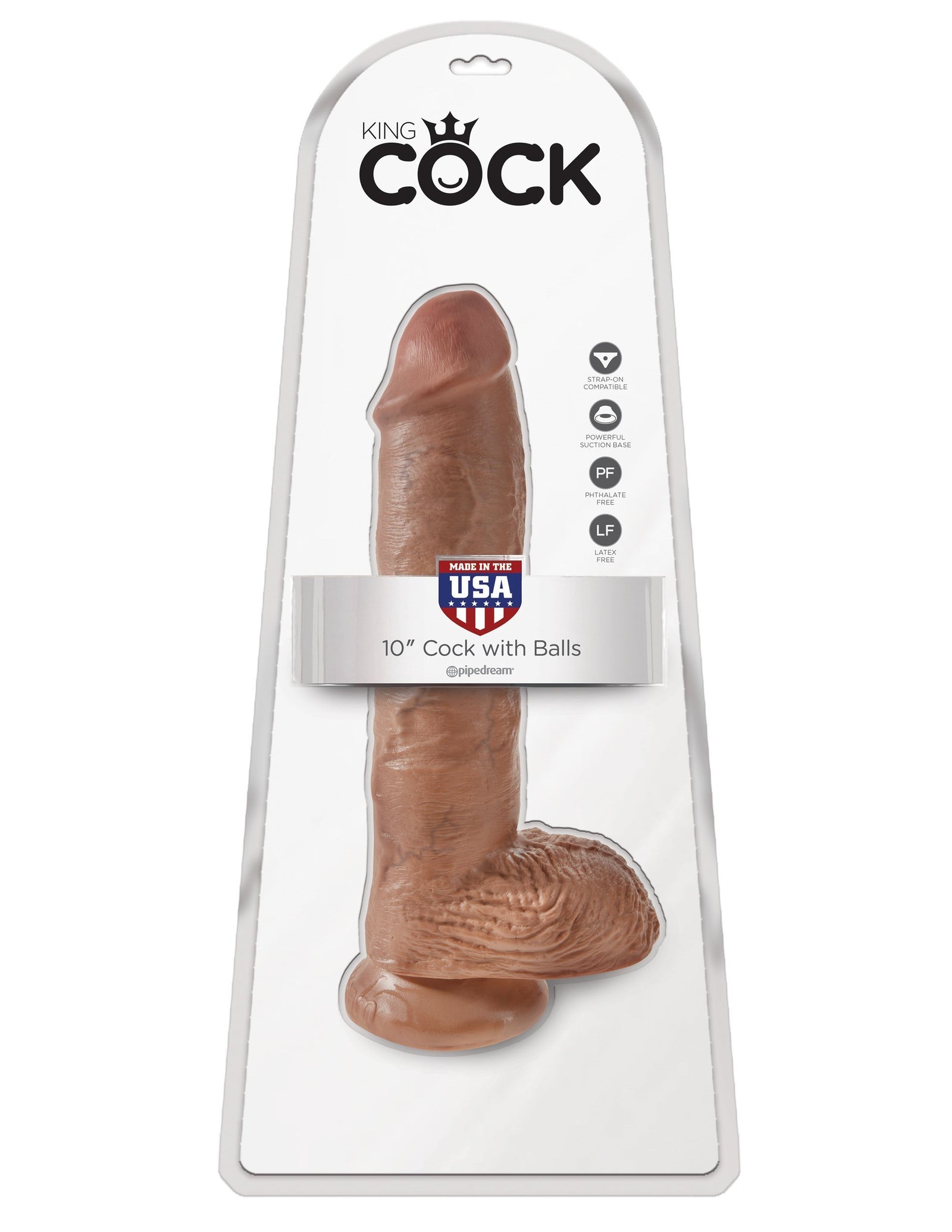 Pipedream - King Cock 10" Cock with Balls (Brown) Realistic Dildo with suction cup (Non Vibration) Singapore
