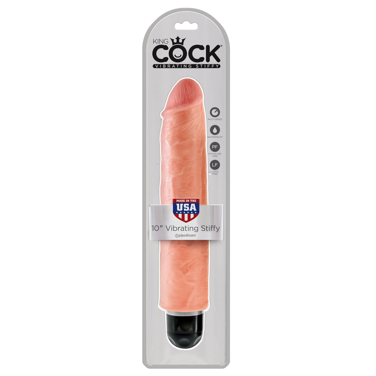 Pipedream - King Cock 10&quot; Vibrating Stiffy Cock (Beige) Non Realistic Dildo w/o suction cup (Vibration) Non Rechargeable - CherryAffairs Singapore