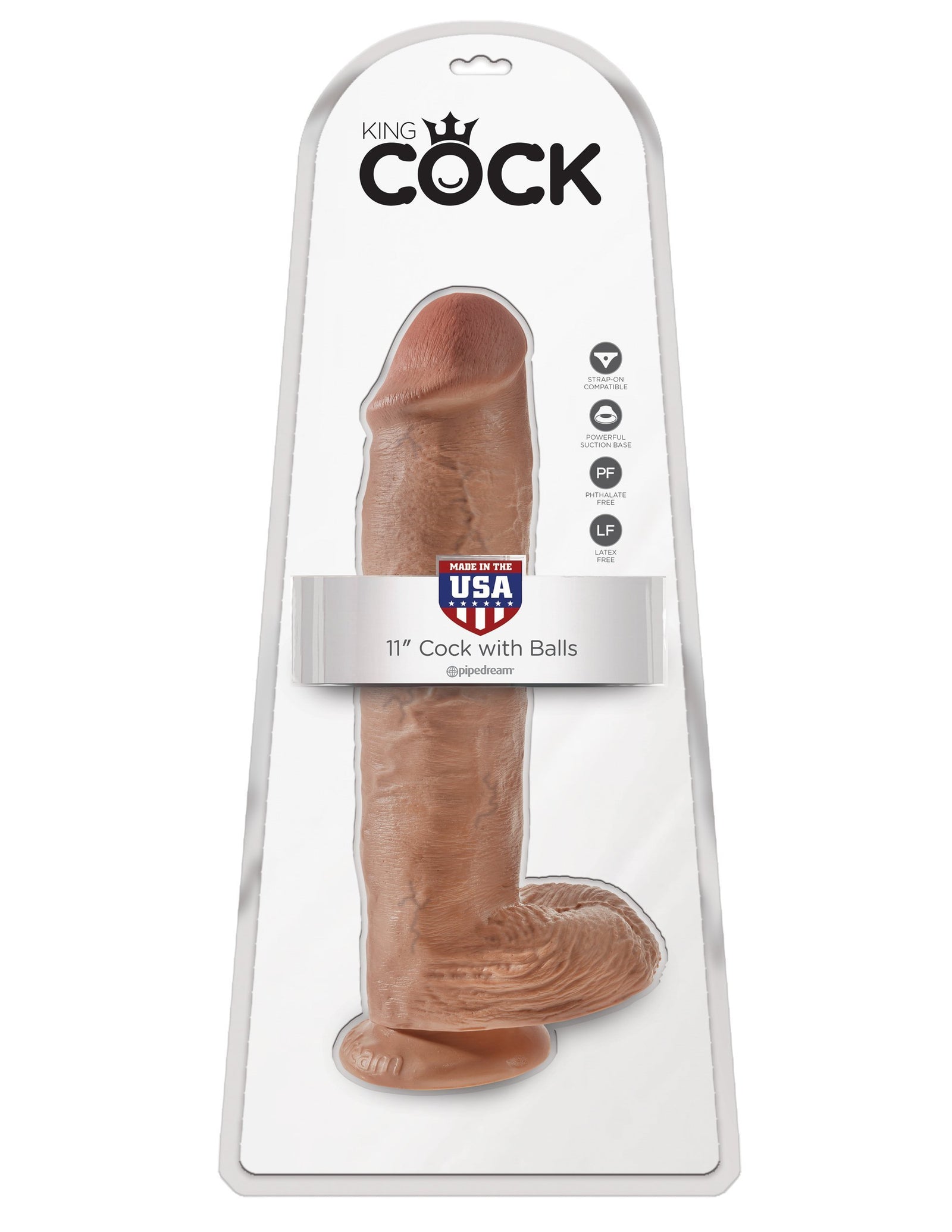 Pipedream - King Cock 11" Cock with Balls (Brown) Realistic Dildo with suction cup (Non Vibration) Singapore