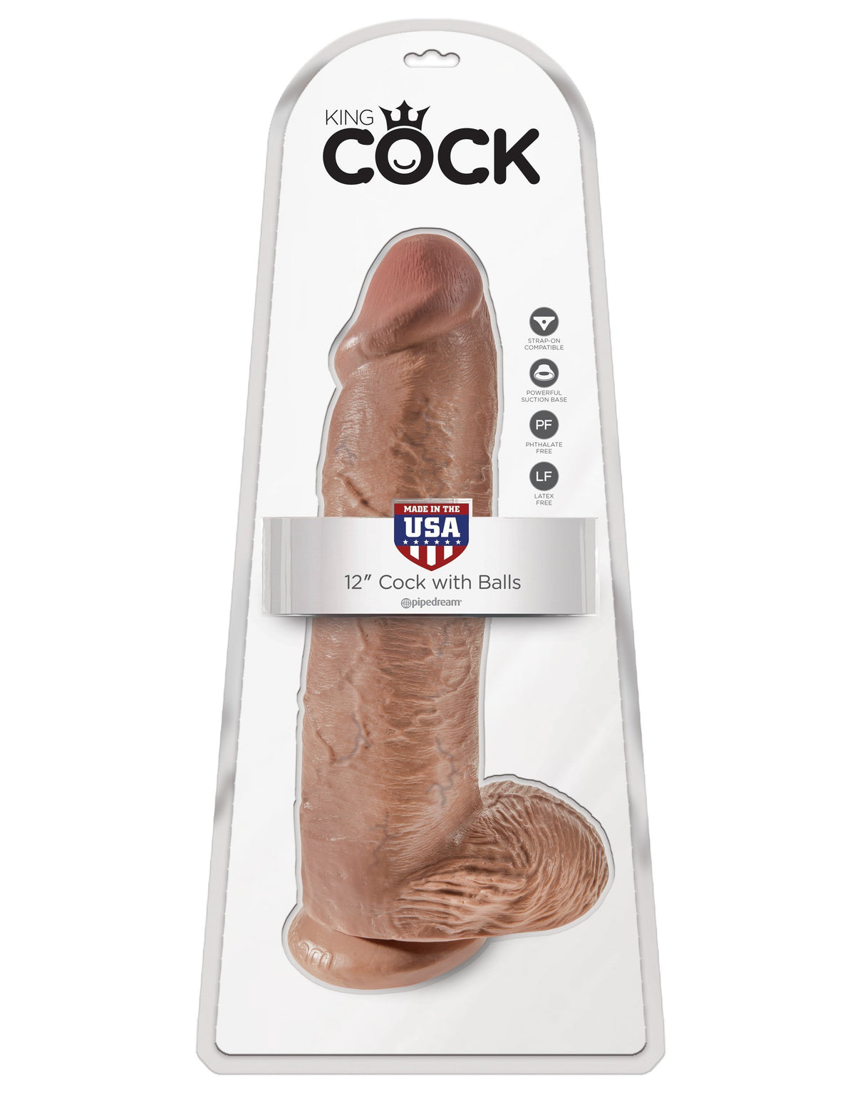 Pipedream - King Cock 12&quot; Cock with Balls (Brown) Realistic Dildo with suction cup (Non Vibration) Singapore