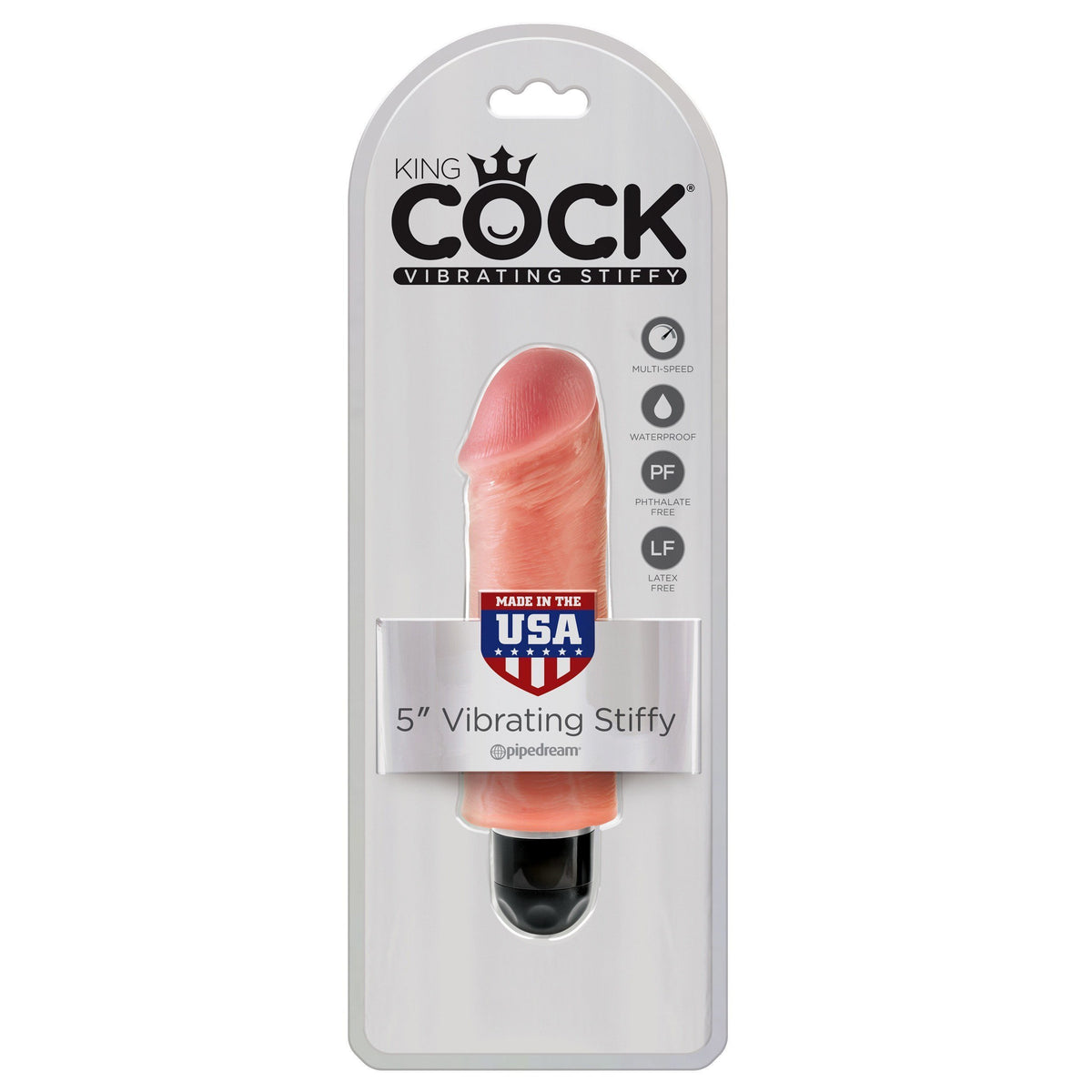 Pipedream - King Cock 5&quot; Vibrating Stiffy Cock (Beige) Non Realistic Dildo w/o suction cup (Vibration) Non Rechargeable - CherryAffairs Singapore
