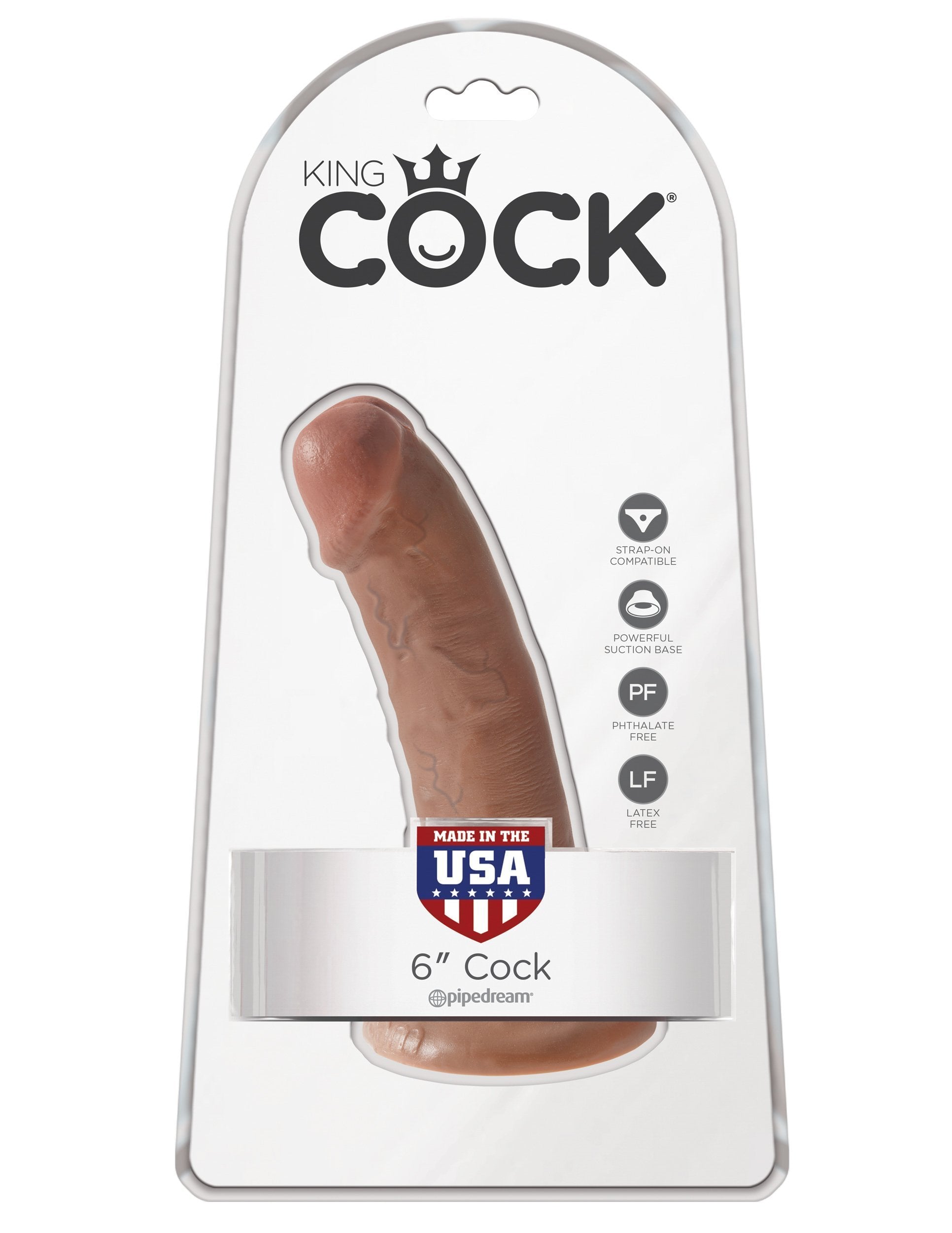 Pipedream - King Cock 6" Cock (Brown) Realistic Dildo with suction cup (Non Vibration) Singapore