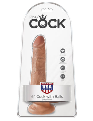 Pipedream - King Cock 6" Cock with Balls (Brown) Realistic Dildo with suction cup (Non Vibration) Singapore