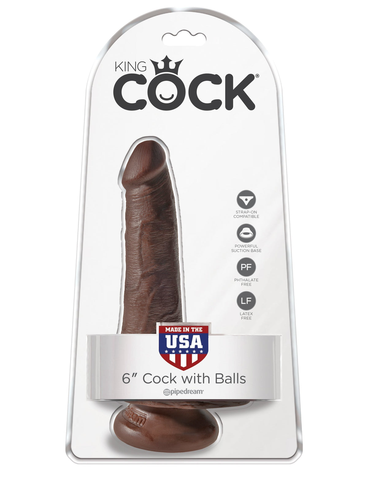 Pipedream - King Cock 6&quot; Cock with Balls (Dark Brown) Realistic Dildo with suction cup (Non Vibration) Singapore