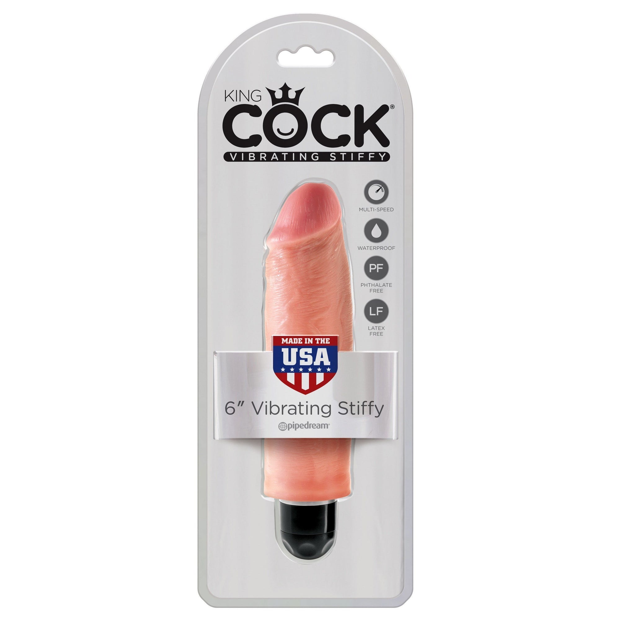 Pipedream - King Cock 6" Vibrating Stiffy Cock (Beige) Non Realistic Dildo w/o suction cup (Vibration) Non Rechargeable - CherryAffairs Singapore