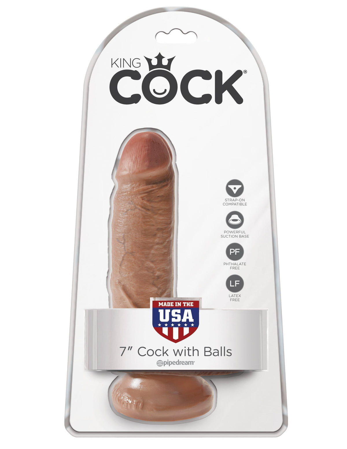 Pipedream - King Cock 7&quot; Cock with Balls (Brown) Realistic Dildo with suction cup (Non Vibration) Singapore