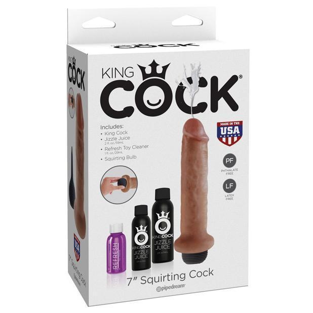 Pipedream - King Cock 7" Squirting Cock (Beige) Realistic Dildo w/o suction cup (Non Vibration)