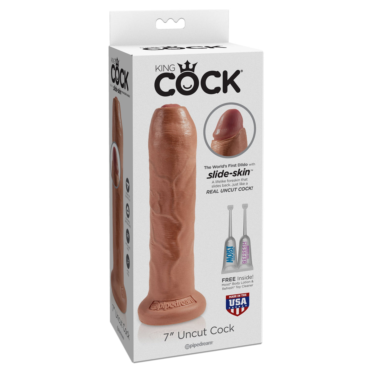 Pipedream - King Cock 7&quot; Uncut Cock (Brown) Realistic Dildo with suction cup (Non Vibration) Singapore