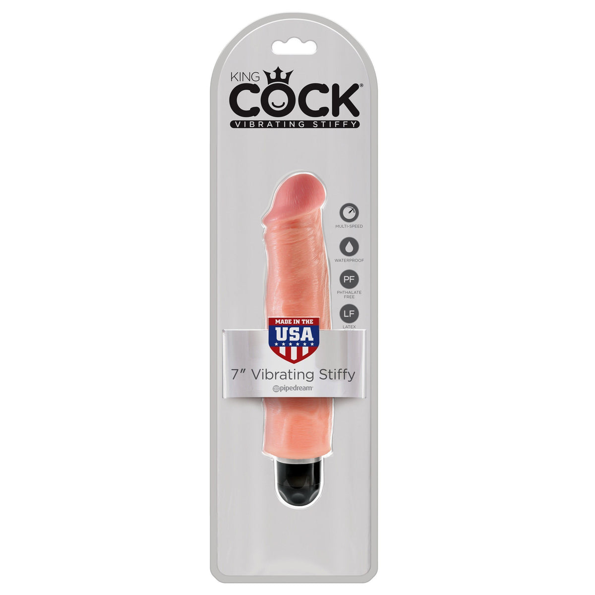 Pipedream - King Cock 7&quot; Vibrating Stiffy Cock (Beige) Non Realistic Dildo w/o suction cup (Vibration) Non Rechargeable - CherryAffairs Singapore