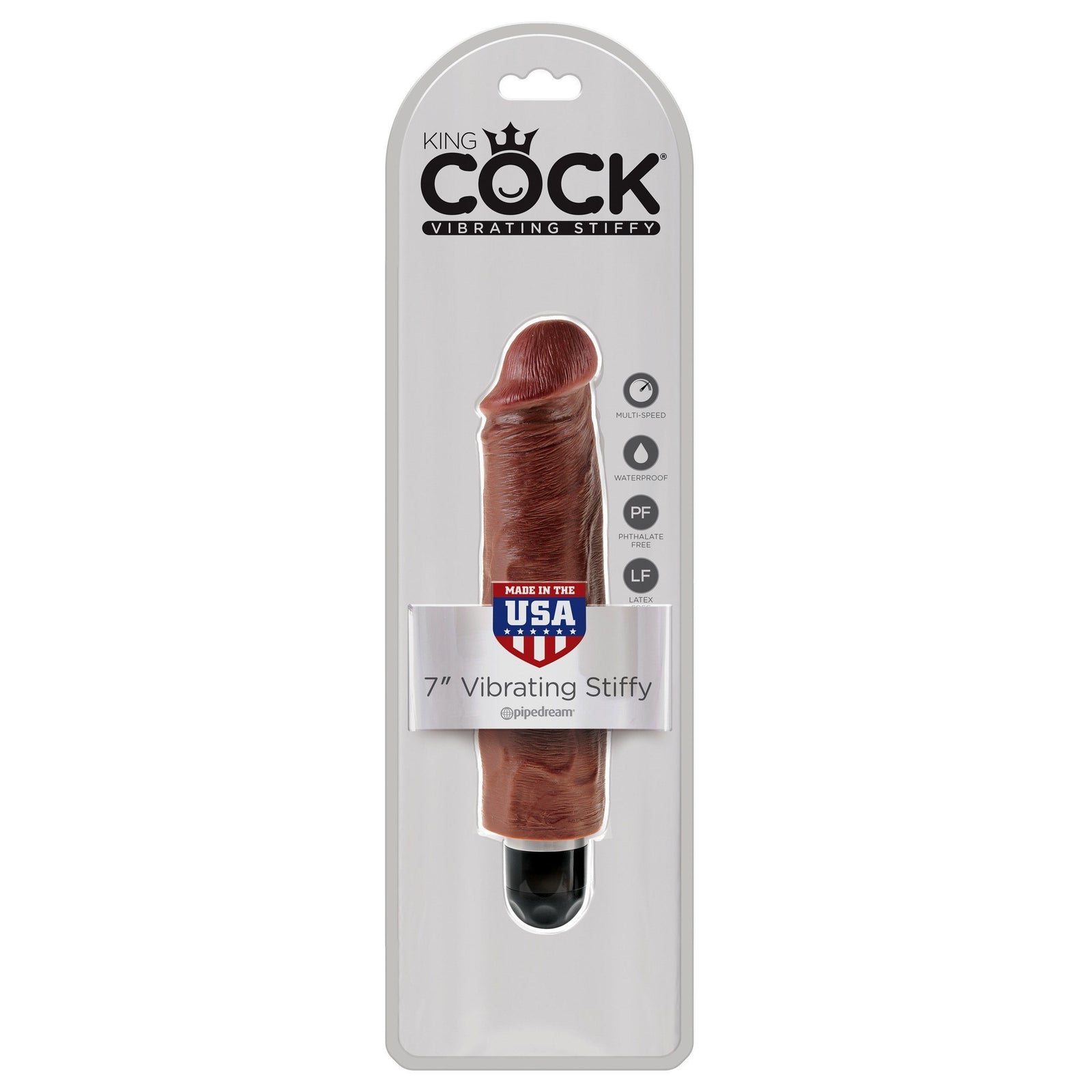 Pipedream - King Cock 7" Vibrating Stiffy Cock (Brown) Non Realistic Dildo w/o suction cup (Vibration) Non Rechargeable - CherryAffairs Singapore