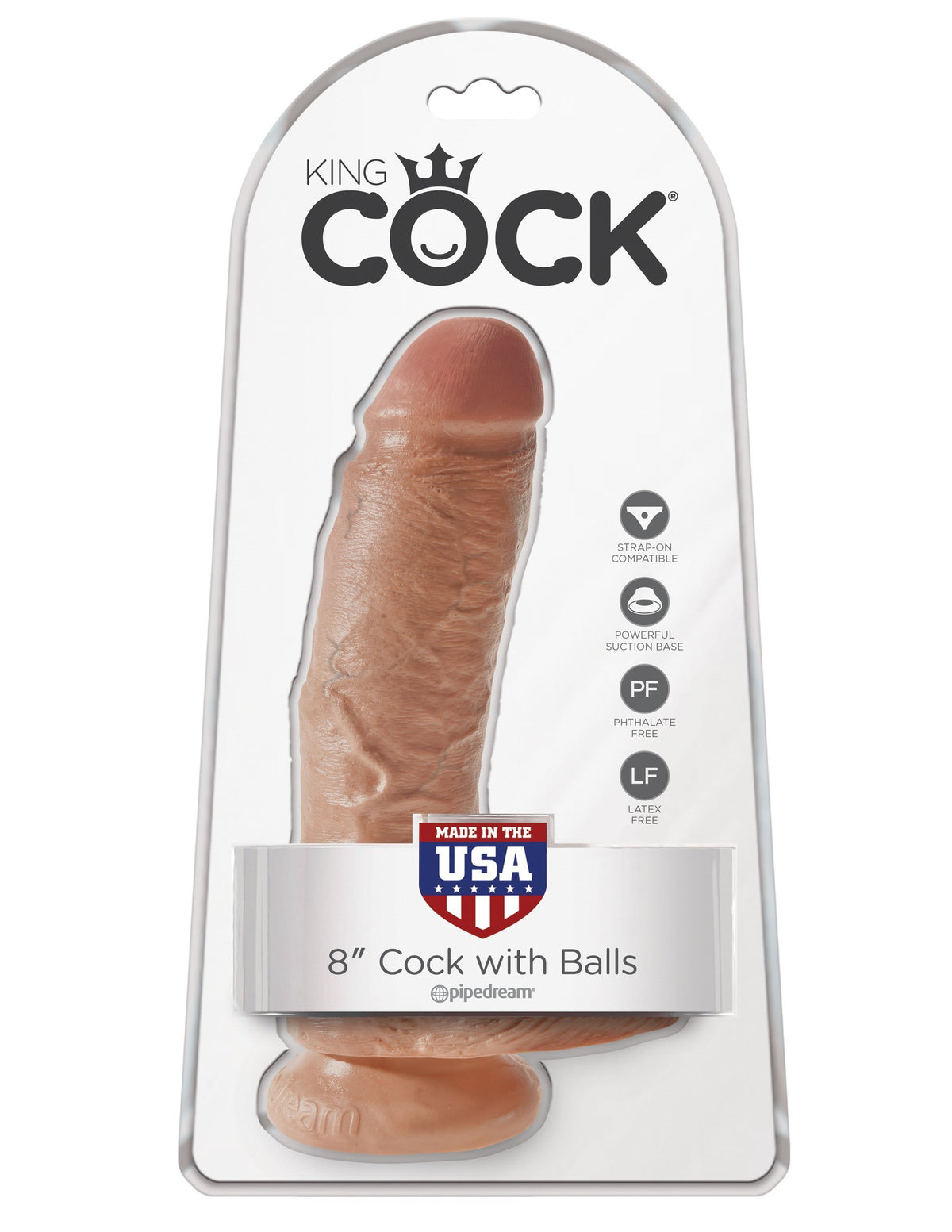 Pipedream - King Cock 8&quot; Cock with Balls (Brown) Realistic Dildo with suction cup (Non Vibration) Singapore