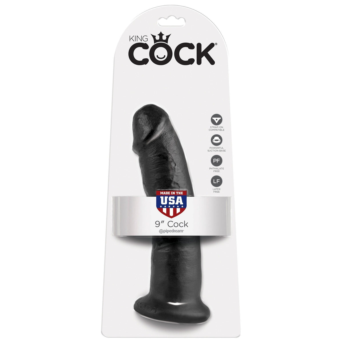 Pipedream - King Cock 9&quot; Cock (Black) Realistic Dildo w/o suction cup (Non Vibration) - CherryAffairs Singapore