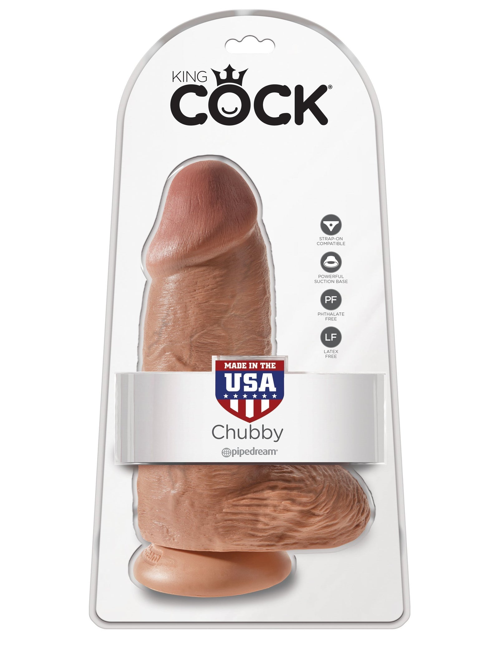 Pipedream - King Cock Chubby Cock with Balls (Brown) Realistic Dildo with suction cup (Non Vibration) Singapore